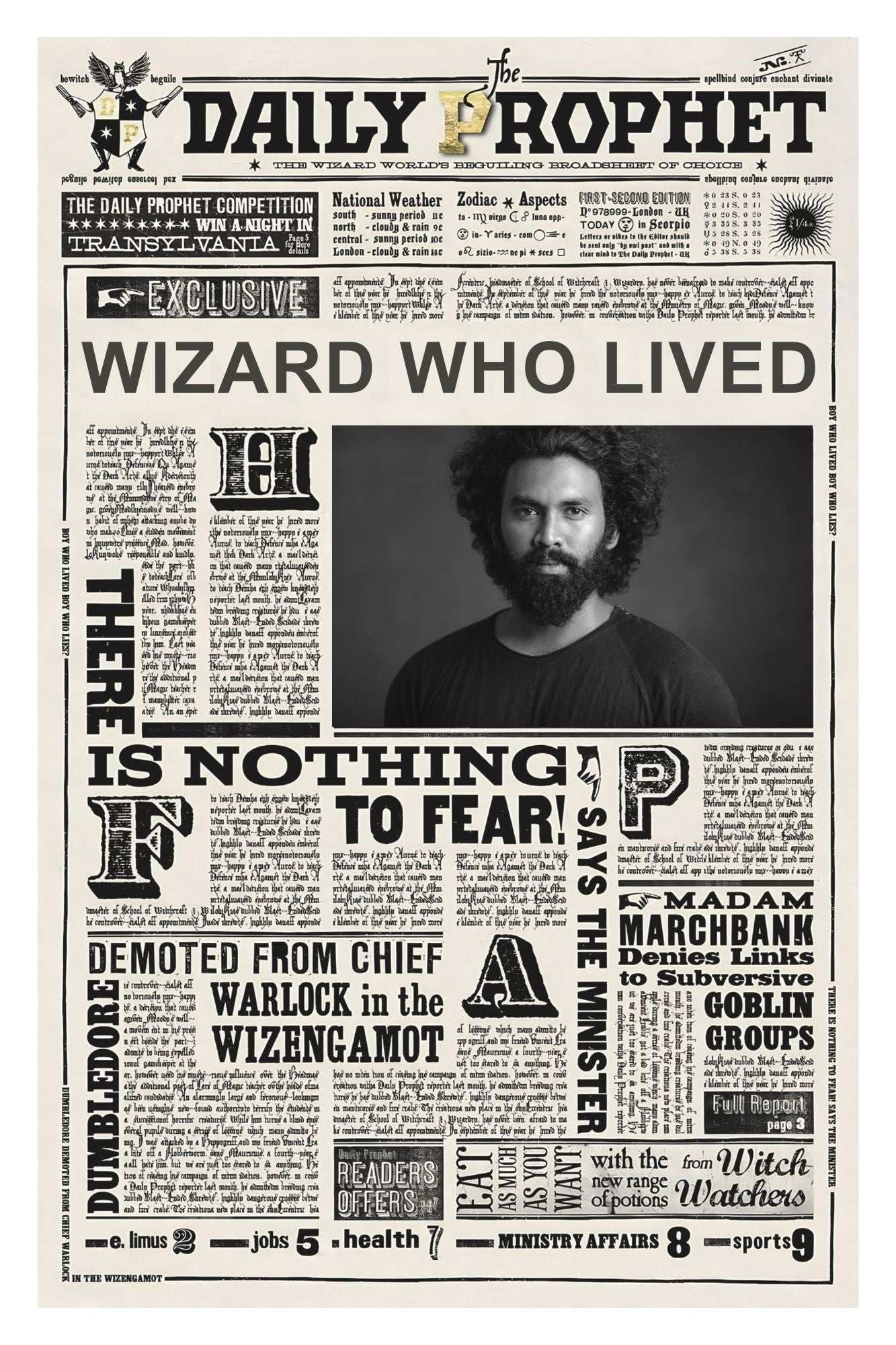 Personalized Daily prophet Print ( add on )