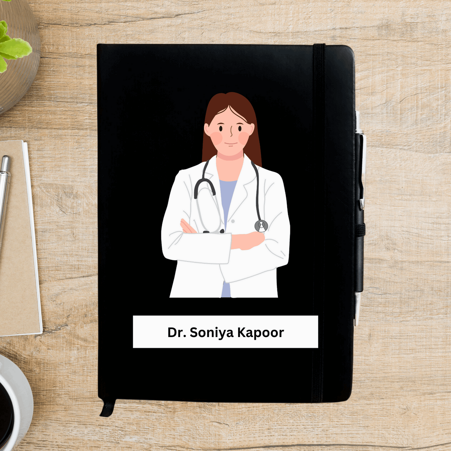 Female Doctor Caricature Personalized Diary - Happy Jugnu