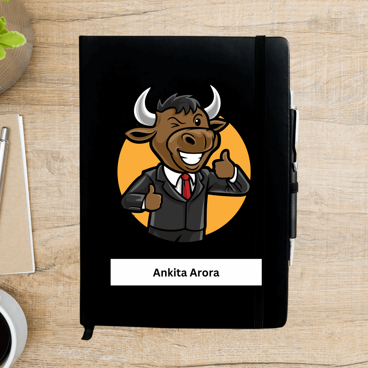 Investment Bull Caricature Personalized Diary - Happy Jugnu