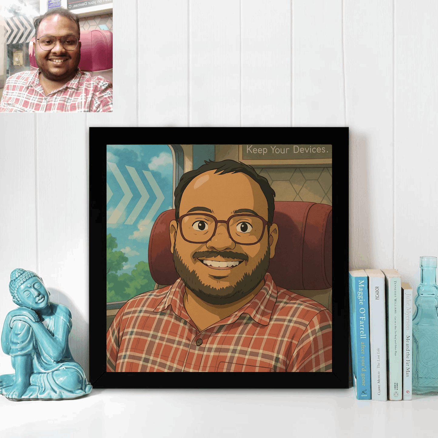 Customized Ghibli Art Photo Frame - Happy Jugnu