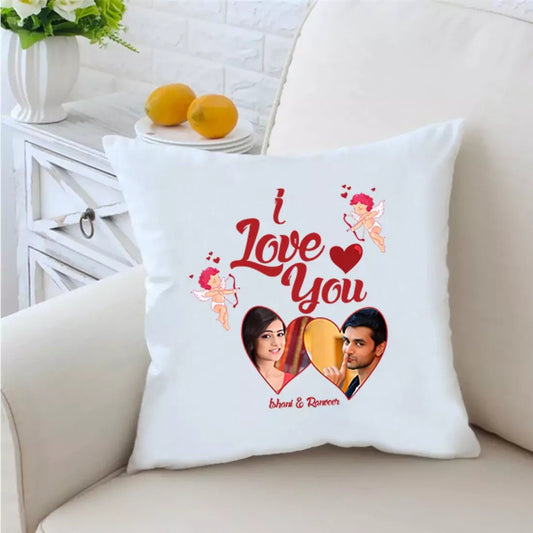 3D Heart I Love You 16 inches White Cushion With Filling - Happy Jugnu