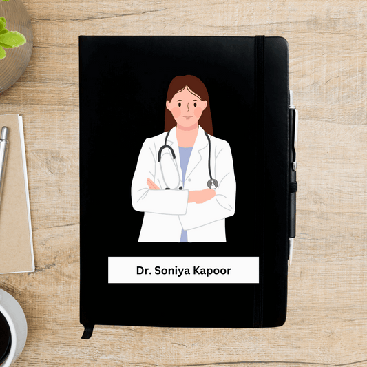 Female Doctor Caricature Personalized Diary - Happy Jugnu
