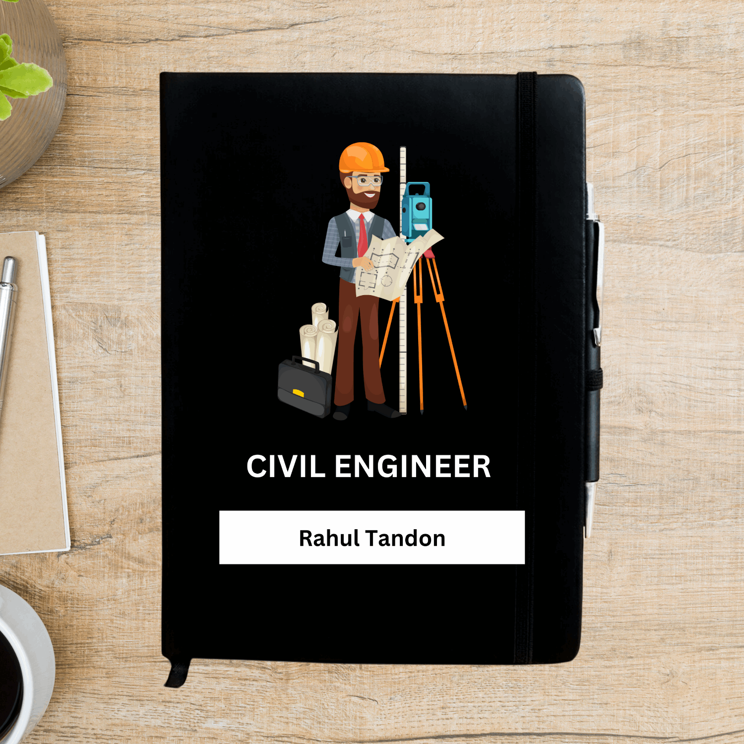 Civil Engineer Caricature Personalized Diary - Happy Jugnu