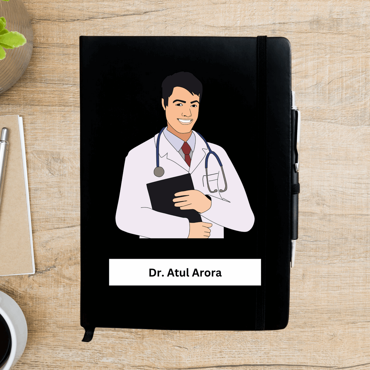 Male Doctor caricature Personalized Diary - Happy Jugnu