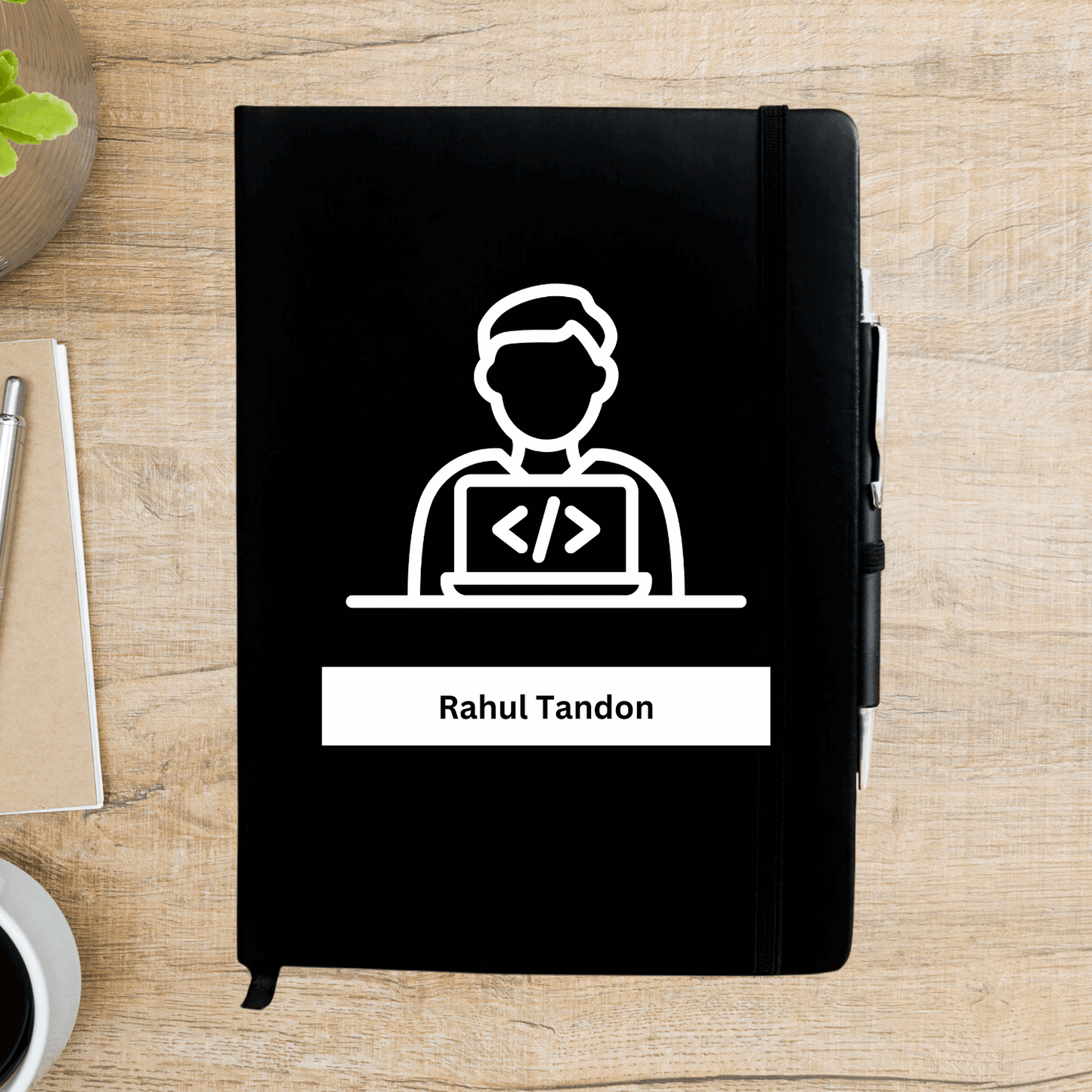 Coder Male Silhouette Personalized Diary - Happy Jugnu