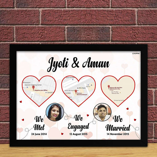 Where We Met, Engaged and Married frame - Happy Jugnu