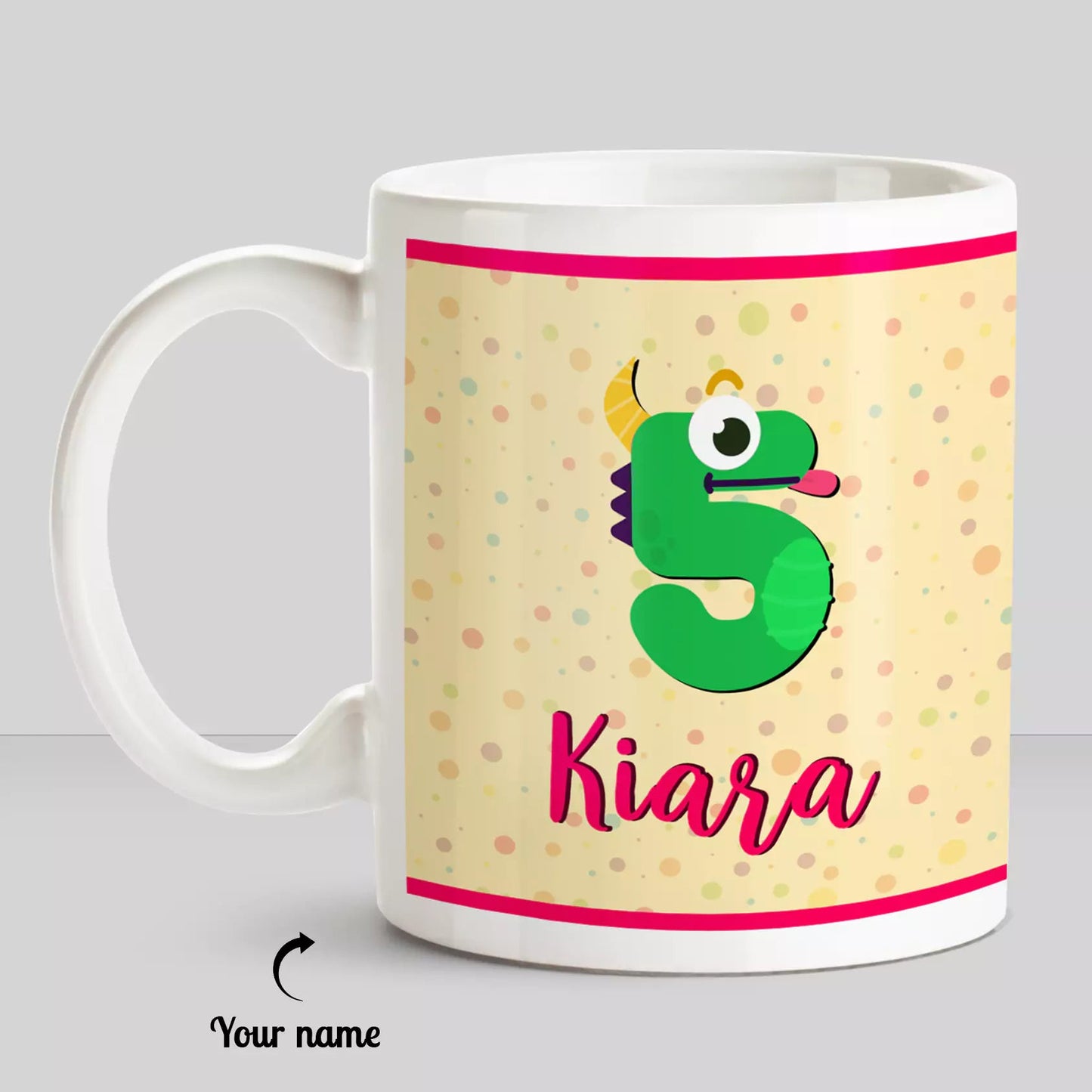 Birthday Year Theme Cartoon Character With Personalized Name White Mug - Happy Jugnu