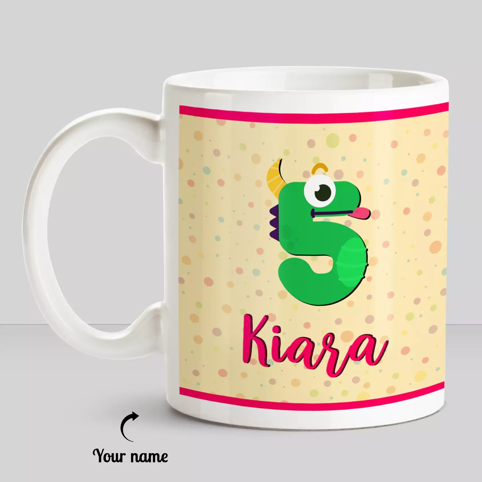 Birthday Year Theme Cartoon Character With Personalized Name White Mug - Happy Jugnu