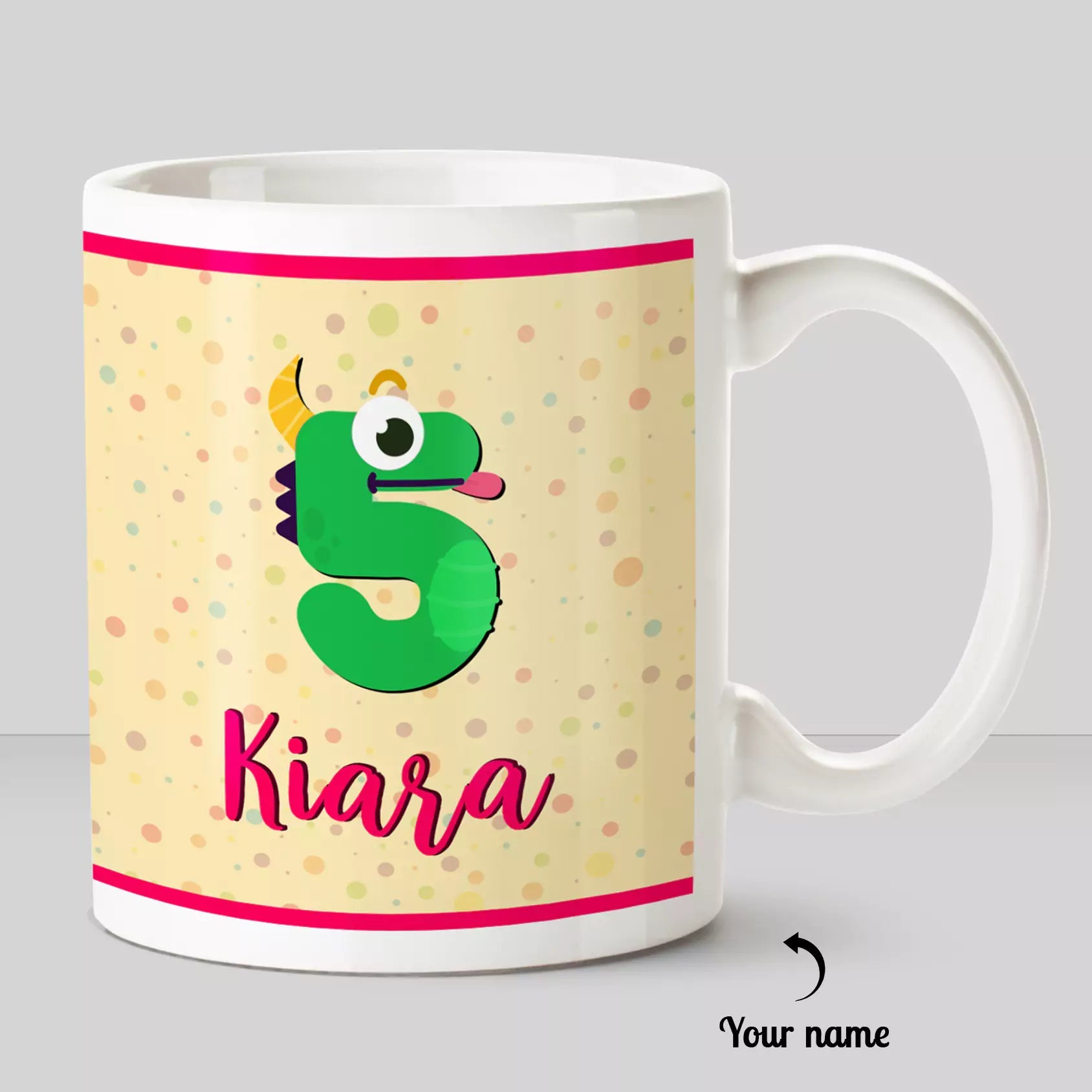 Birthday Year Theme Cartoon Character With Personalized Name White Mug - Happy Jugnu