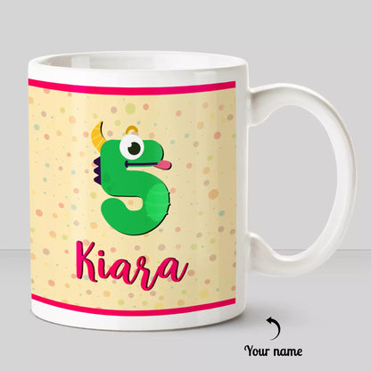 Birthday Year Theme Cartoon Character With Personalized Name White Mug - Happy Jugnu
