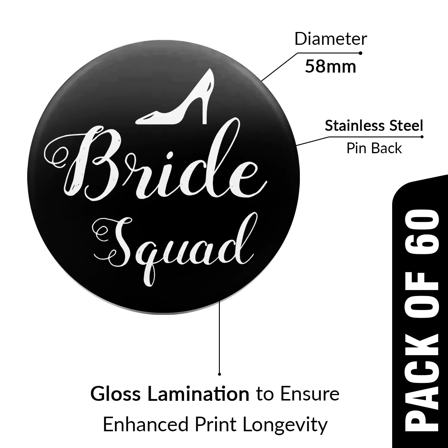 Bride to be & Bride Squad Button Badge Set - Happy Jugnu