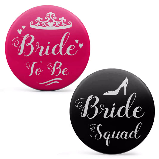 Bride to be & Bride Squad Button Badge Set - Happy Jugnu