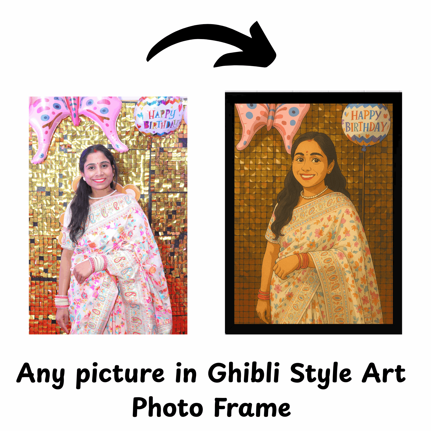 Customized Ghibli Art Photo Frame - Happy Jugnu