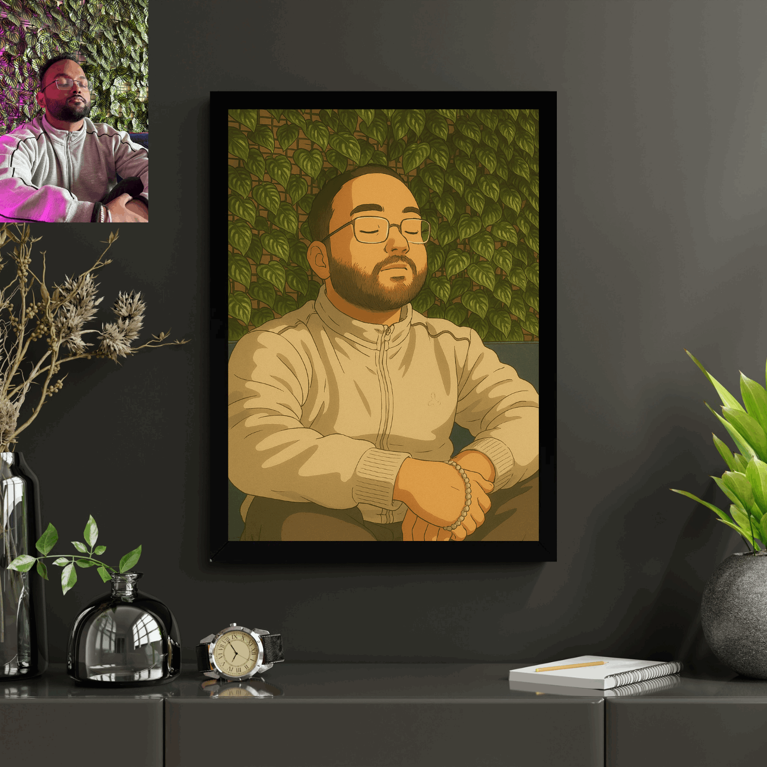 Customized Ghibli Art Photo Frame - Happy Jugnu