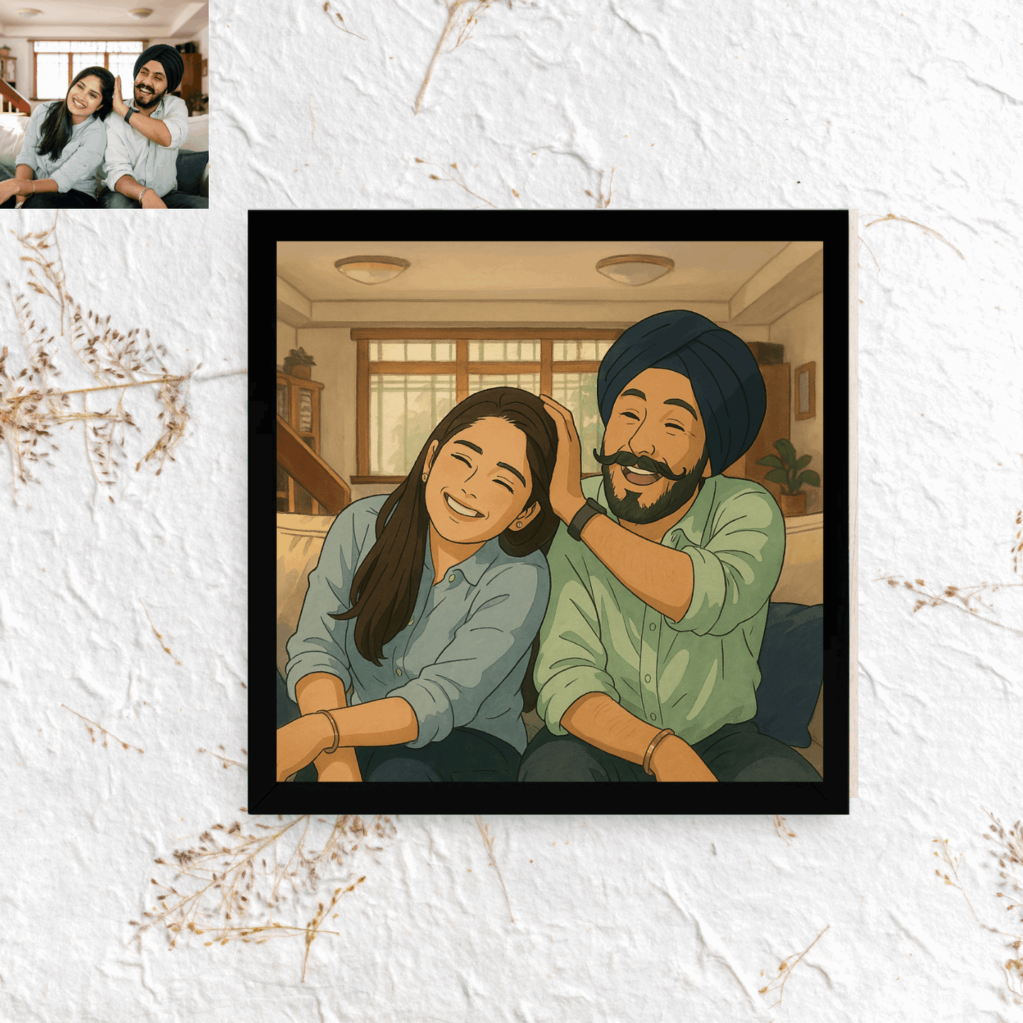 Customized Ghibli Art Photo Frame - Happy Jugnu