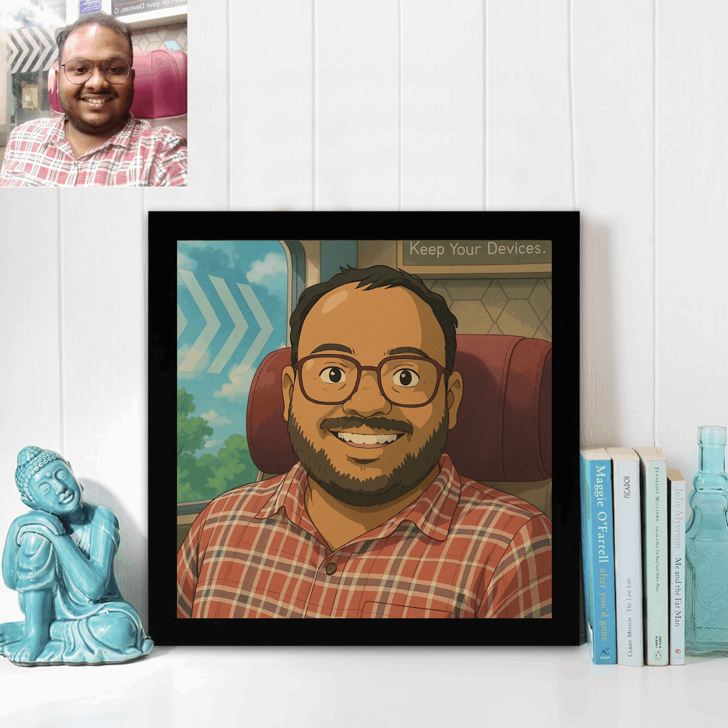 Customized Ghibli Art Photo Frame - Happy Jugnu