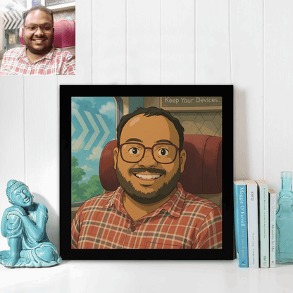 Customized Ghibli Art Photo Frame - Happy Jugnu