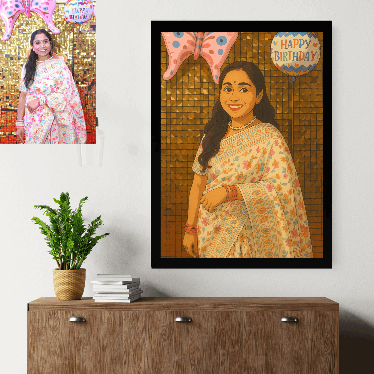 Customized Ghibli Art Photo Frame - Happy Jugnu