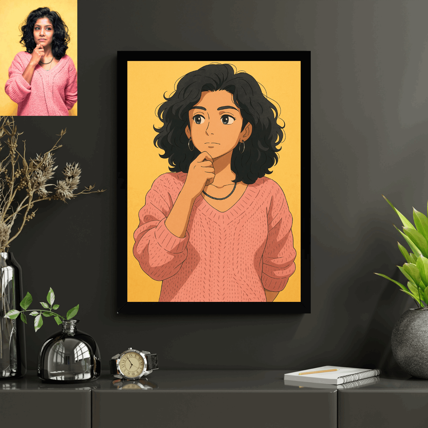 Customized Ghibli Art Photo Frame - Happy Jugnu