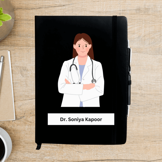 Female Doctor Caricature Personalized Diary - Happy Jugnu