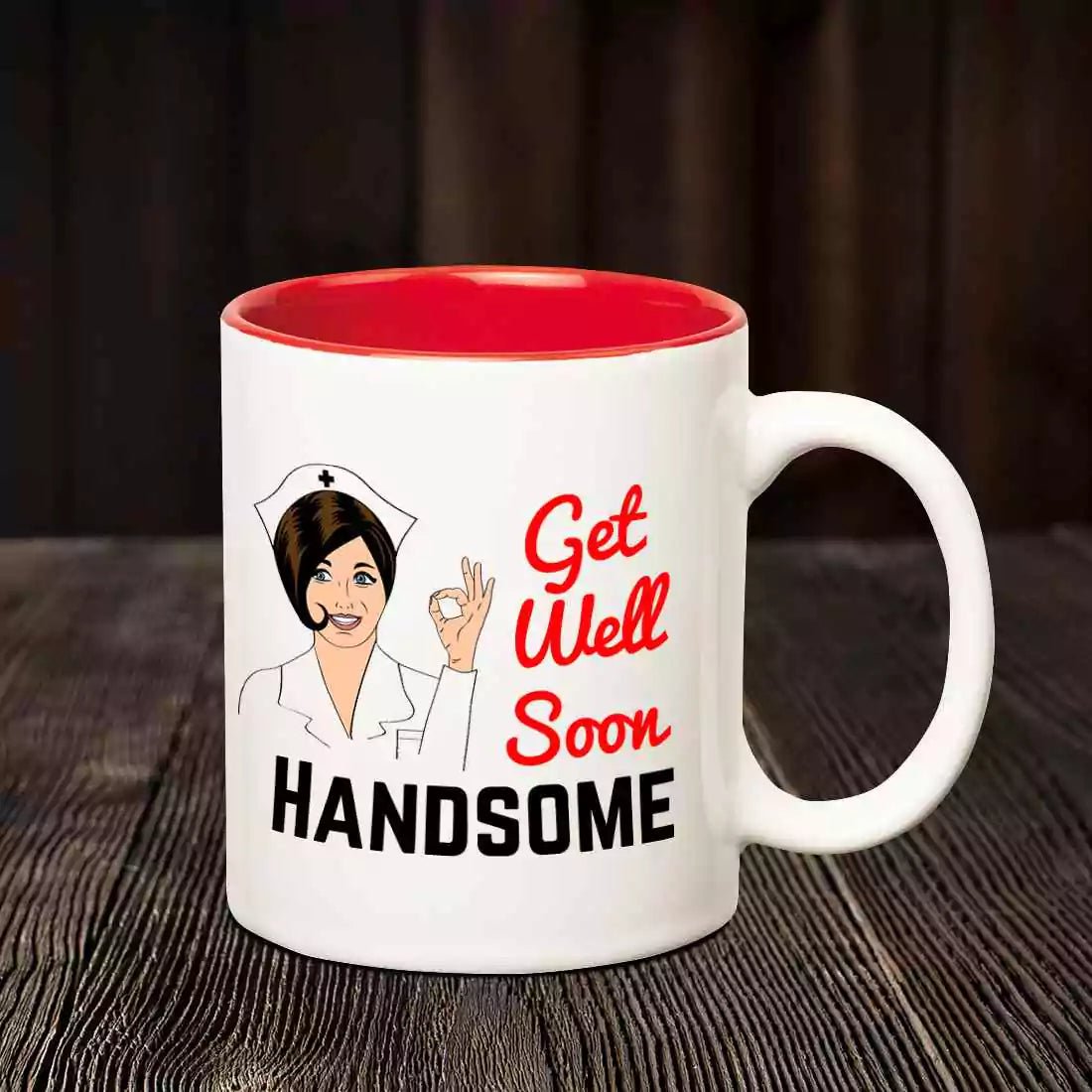 Get Well Soon Handsome Inner Red Mug - Happy Jugnu