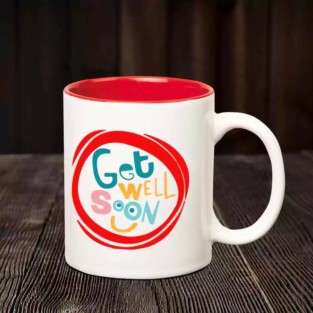 Get Well Soon Smile Inner Red Mug - Happy Jugnu