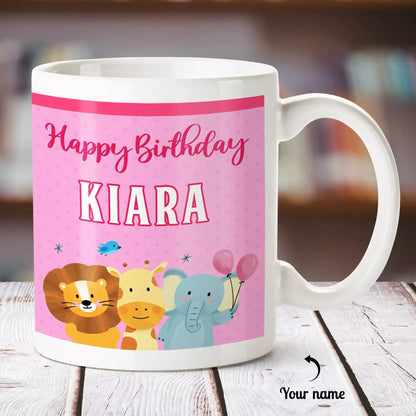Happy Birthday Girl Personalized Name White Mug - Happy Jugnu