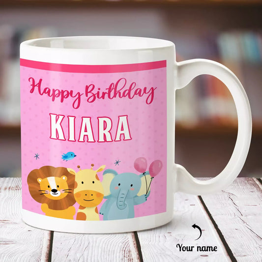 Happy Birthday Girl Personalized Name White Mug - Happy Jugnu