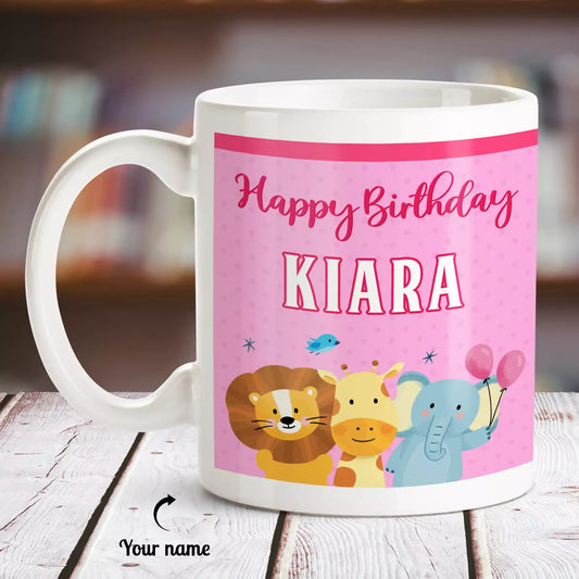 Happy Birthday Girl Personalized Name White Mug - Happy Jugnu