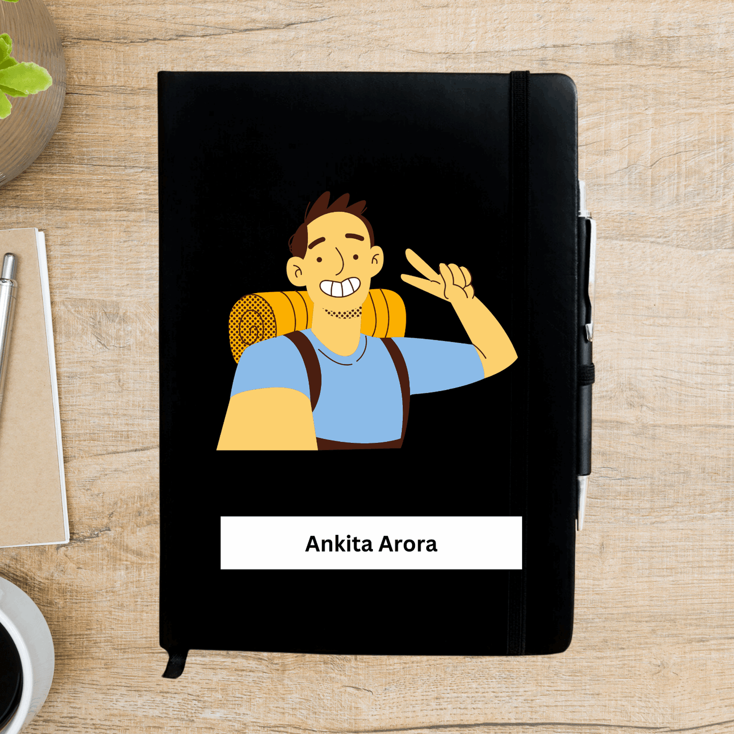 Happy Traveller Caricature Personalized Diary - Happy Jugnu