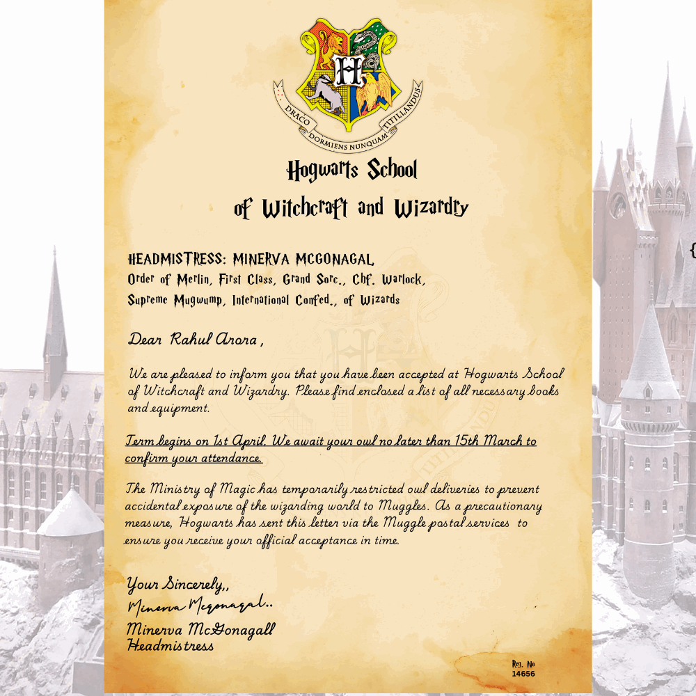 Hogwarts Acceptance Welcome kit - Happy Jugnu
