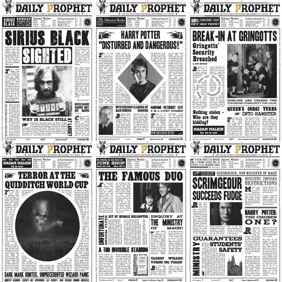 Hogwarts Daily prophet Wizarding Newspaper Collection - Happy Jugnu