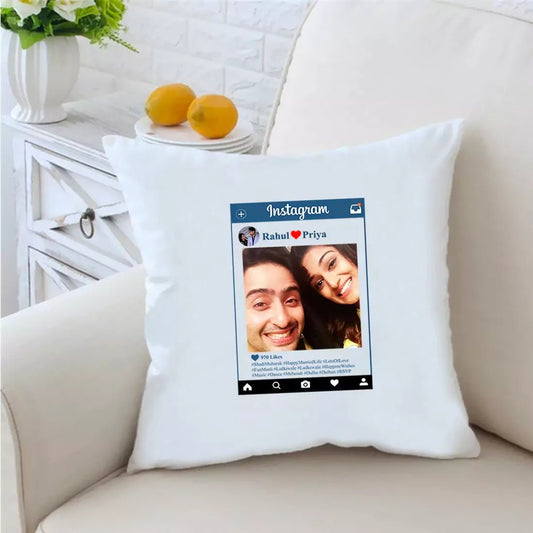 Insta 16 inches White Cushion With Filling - Happy Jugnu