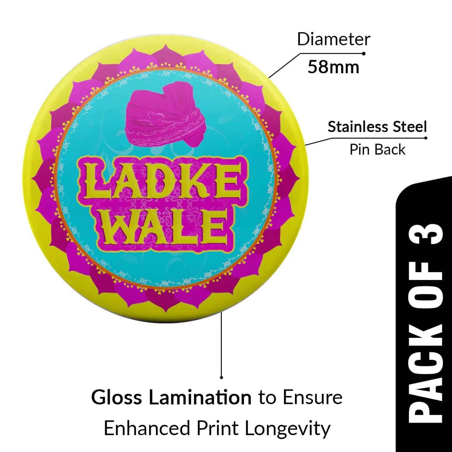 Ladke Wale & Beti Wale Wedding Button Batch - Happy Jugnu