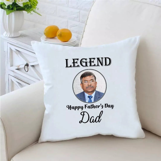 Legend Happy Father's Day 16 inches White Cushion With Filling - Happy Jugnu