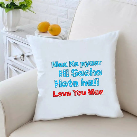 Maa Ka Pyaar 16 inches White Cushion With Filling - Happy Jugnu