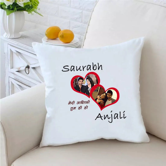 Meri Aashiqui 16 inches White Cushion With Filling - Happy Jugnu