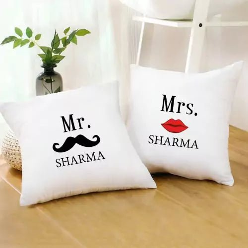 Mr And Mrs Couple Cushion With Filler - Happy Jugnu