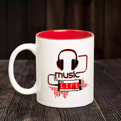 Music Is My Life Inner Red Mug - Happy Jugnu