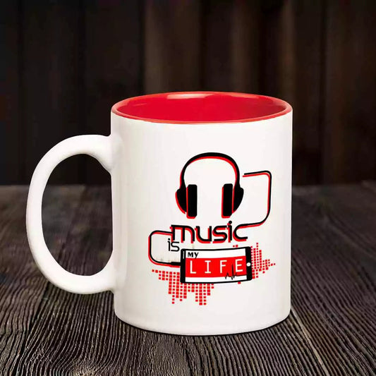 Music Is My Life Inner Red Mug - Happy Jugnu