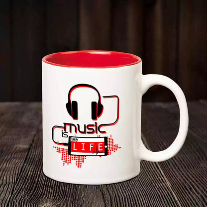 Music Is My Life Inner Red Mug - Happy Jugnu