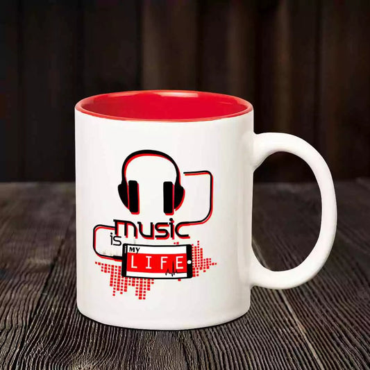 Music Is My Life Inner Red Mug - Happy Jugnu