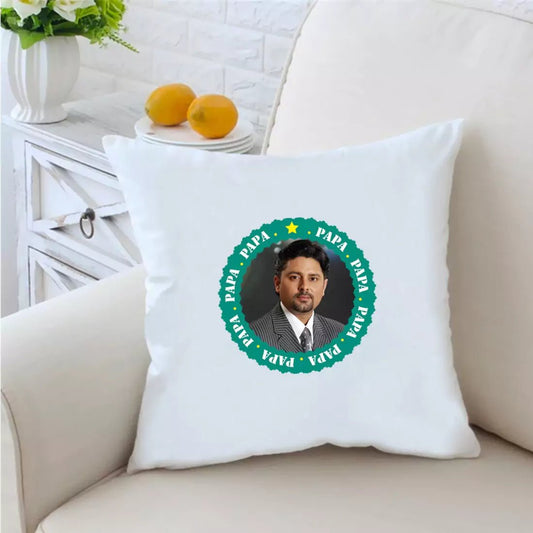 Papa 16 inches White Cushion With Filling - Happy Jugnu