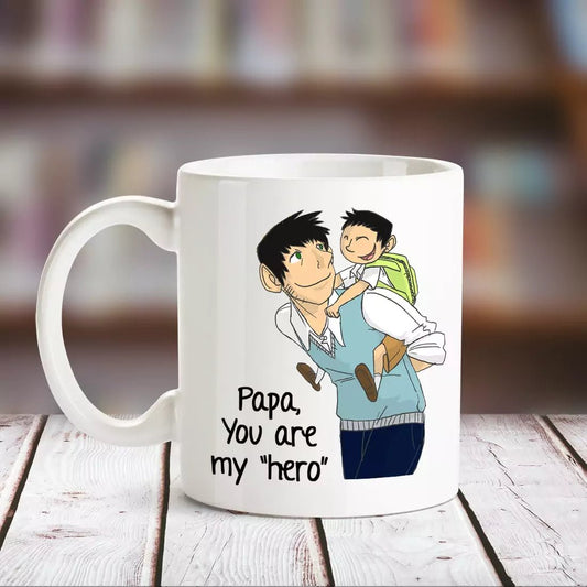 Papa You Are My Hero White Mug - Happy Jugnu