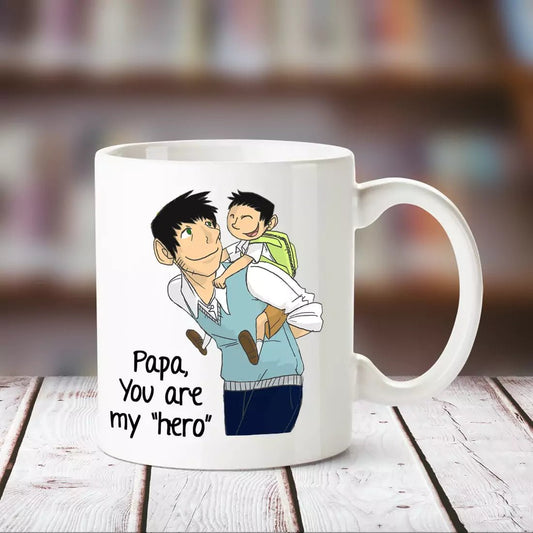 Papa You Are My Hero White Mug - Happy Jugnu