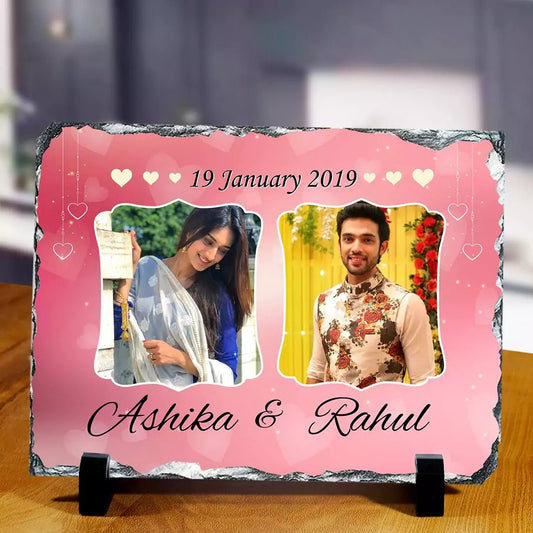 Personalised Couple Photo And Name Stone - Happy Jugnu