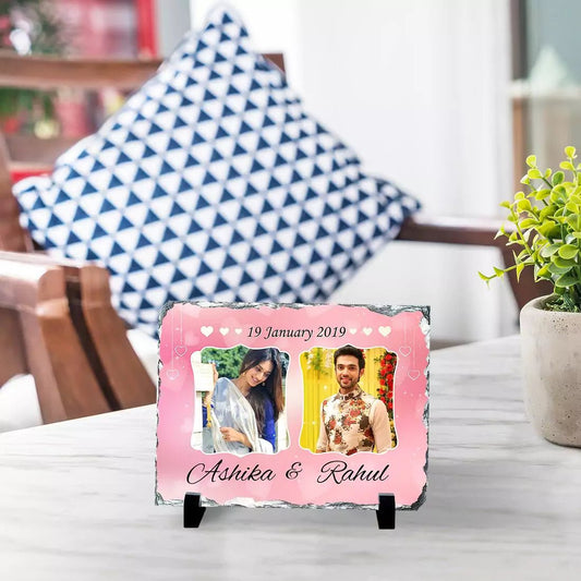Personalised Couple Photo And Name Stone - Happy Jugnu
