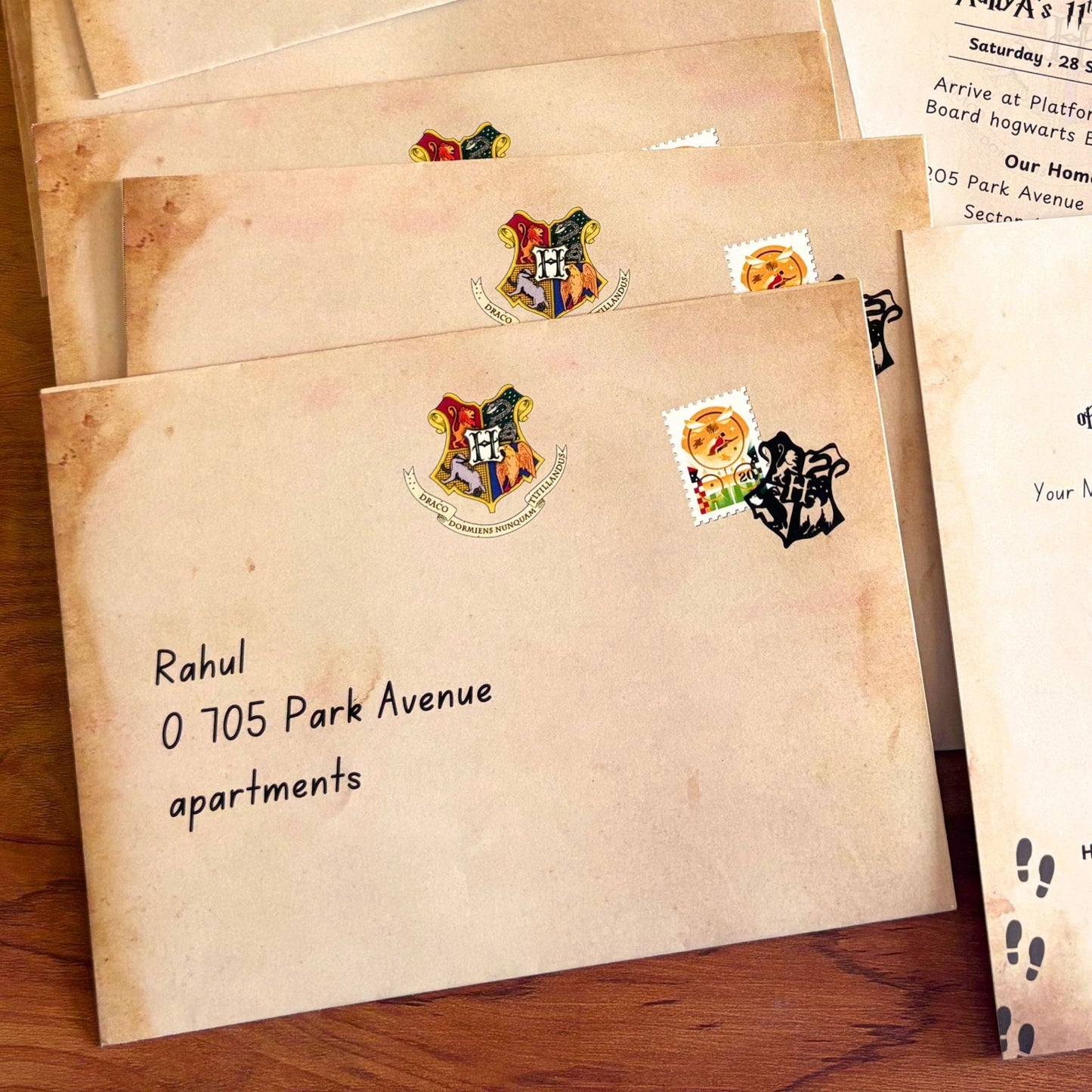 Personalized Hogwarts Theme Party Invitation Cards with Wax Seal - Happy Jugnu